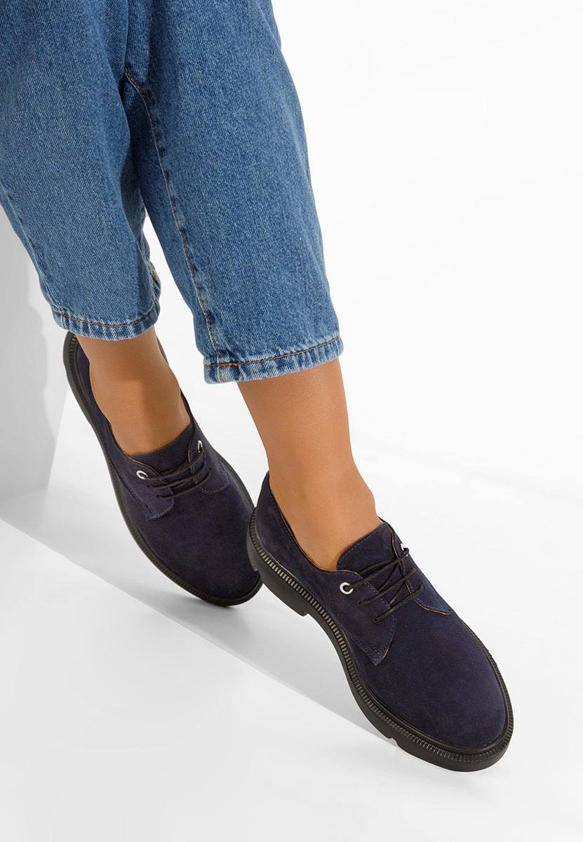 Granatowe oxfordy damskie skórzane Pelado V2