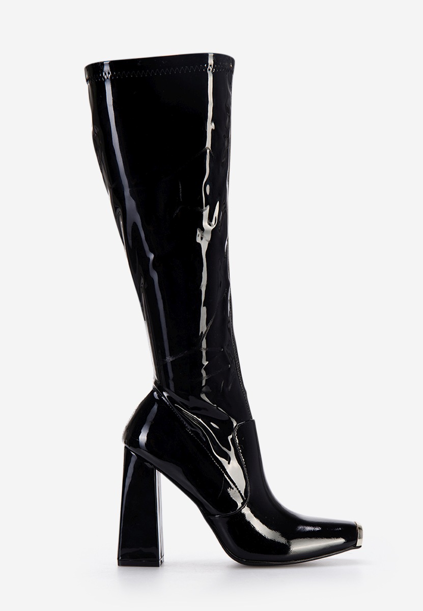 Czarne kozaki na słupku Anise  v2