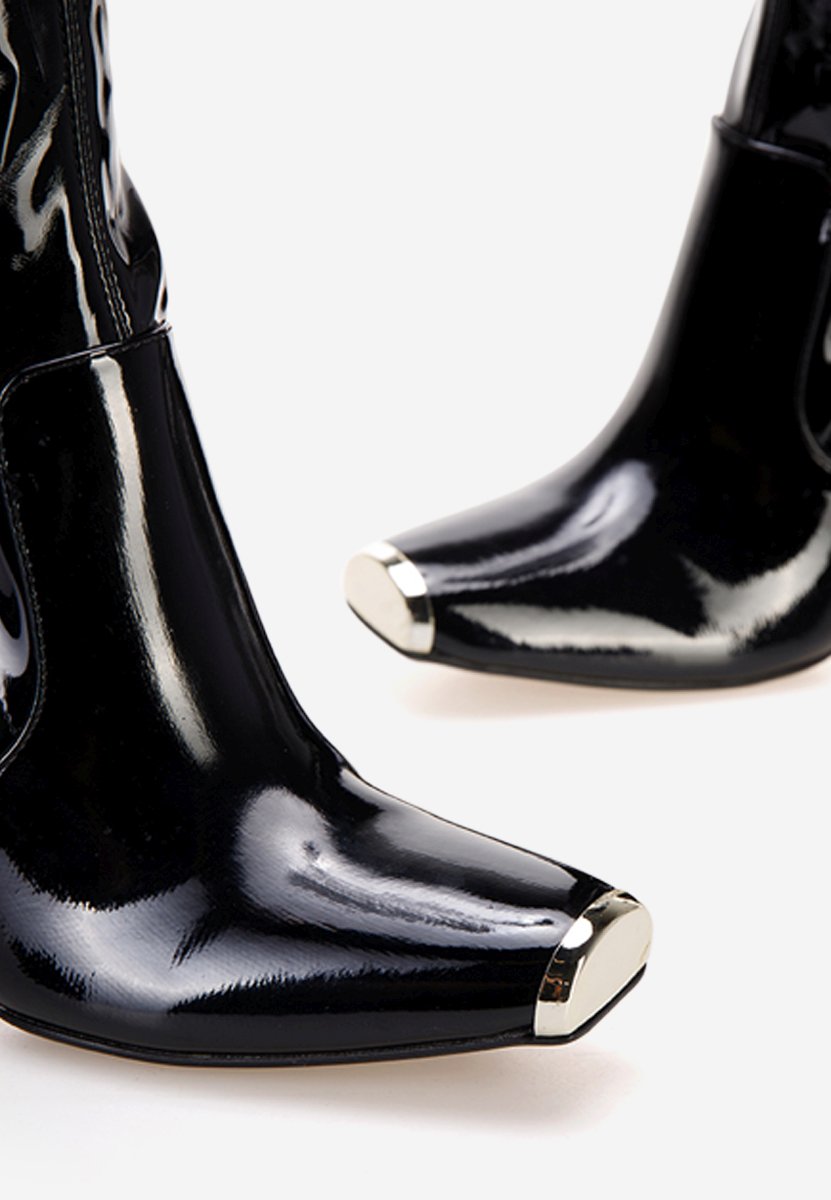 Czarne kozaki na słupku Anise  v2