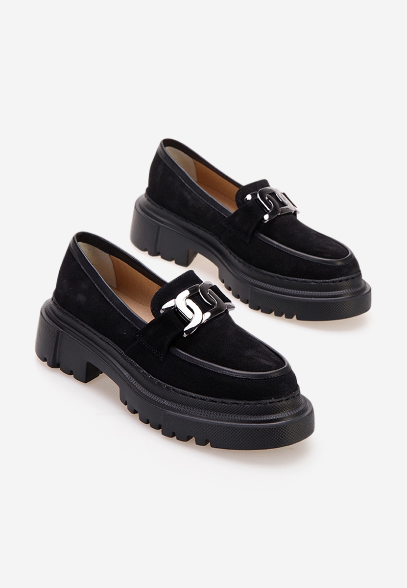 Czarne skórzane mokasyny Haza