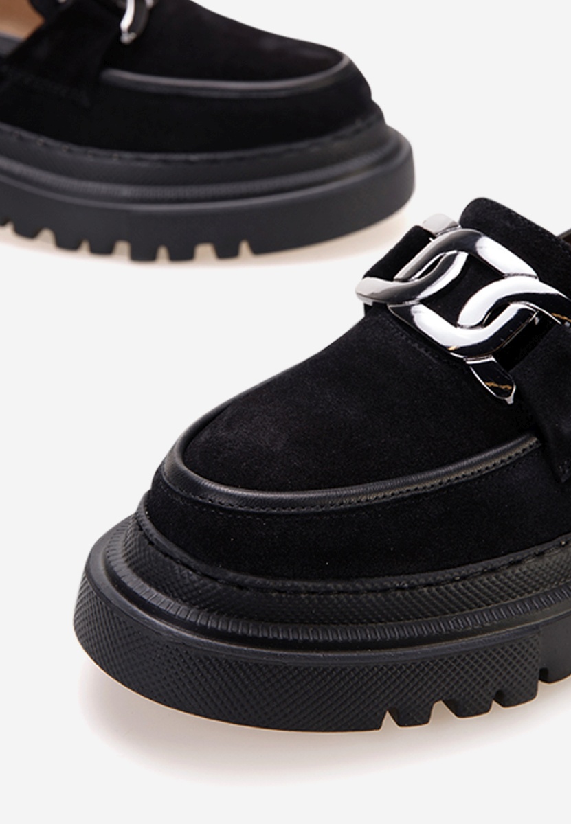 Czarne skórzane mokasyny Haza