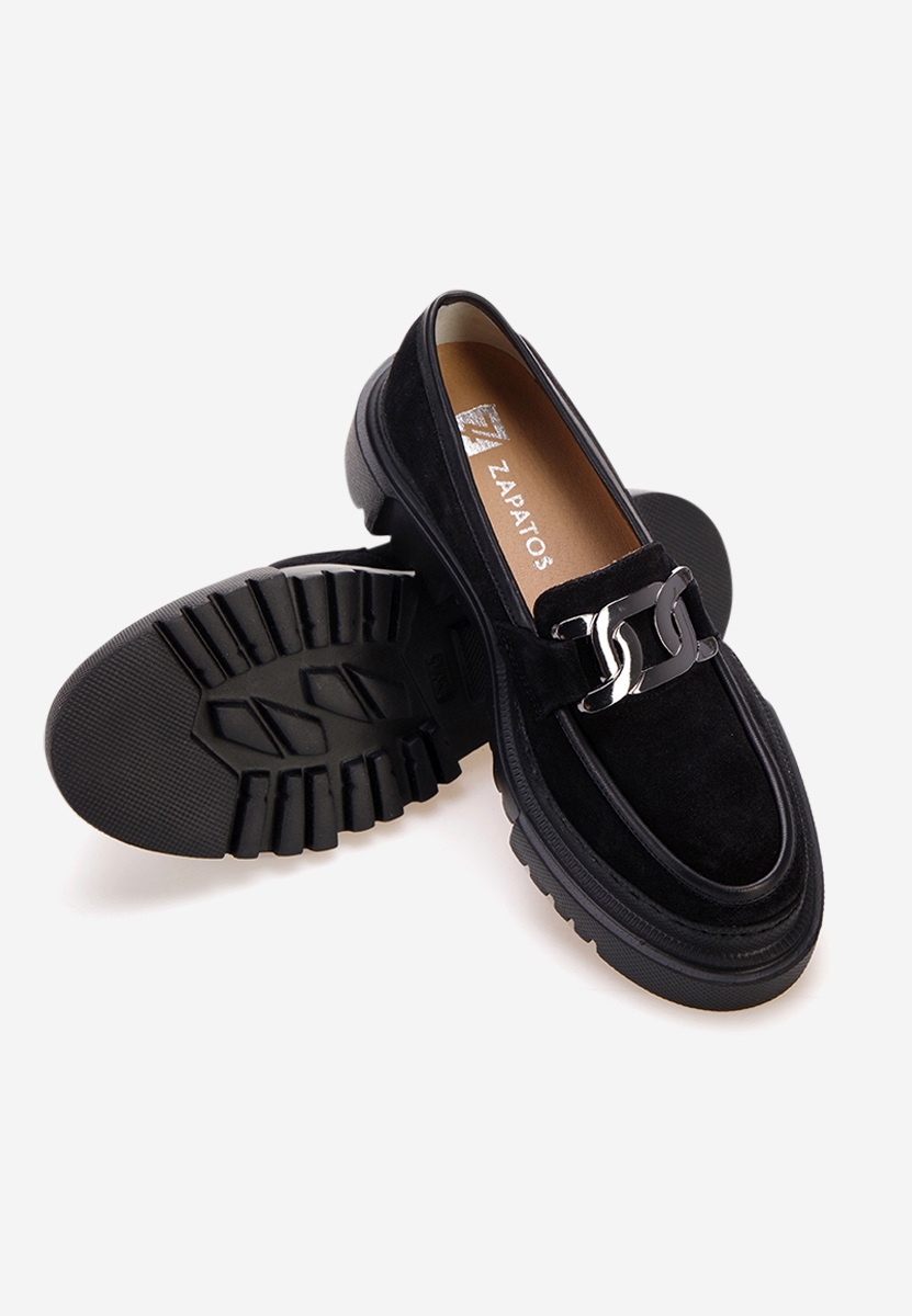 Czarne skórzane mokasyny Haza