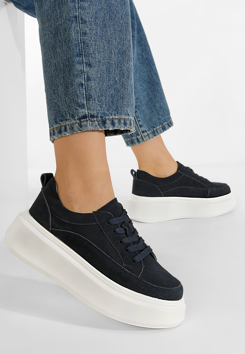 Granatowe sneakersy na platformie Arara