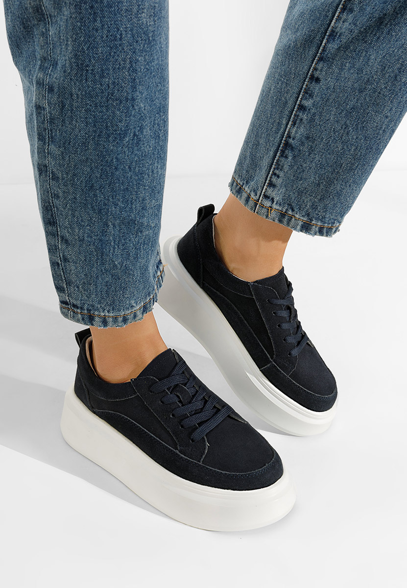 Granatowe sneakersy na platformie Arara