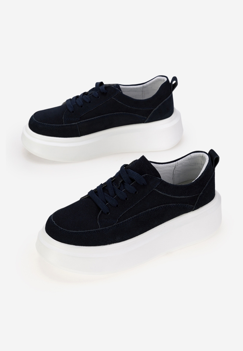 Granatowe sneakersy na platformie Arara