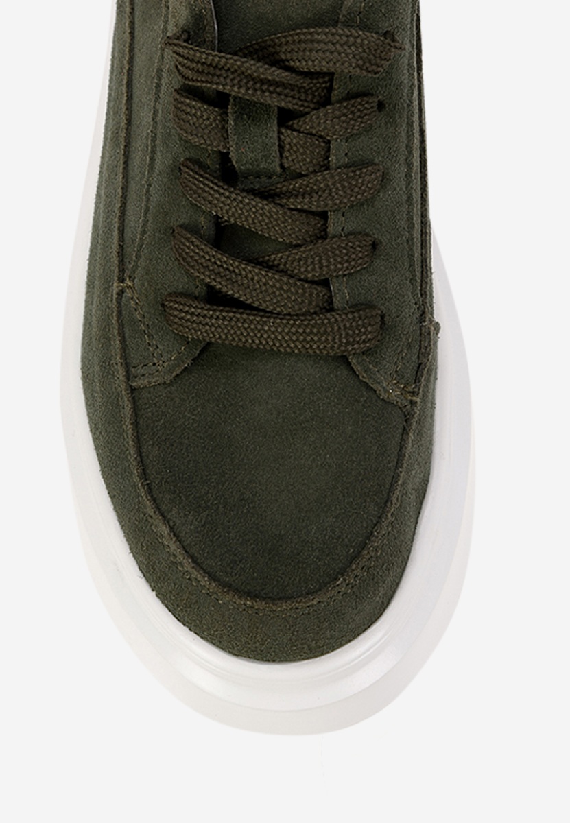 Zielone sneakersy damskie na koturnie Arara