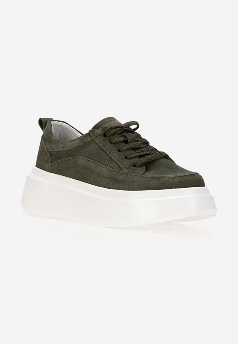 Zielone sneakersy damskie na koturnie Arara