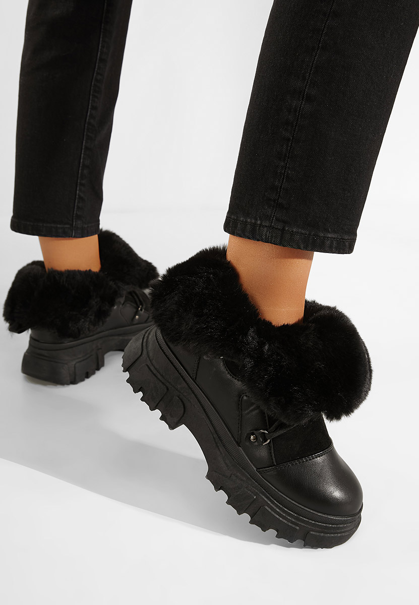 Czarne botki damskie ocieplane Fralesia