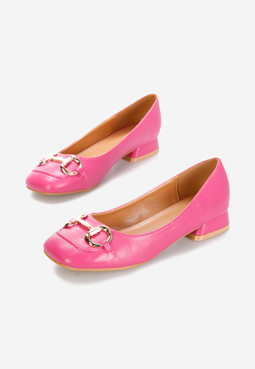 Fuksjowe czółenka na niskim obcasie Escana