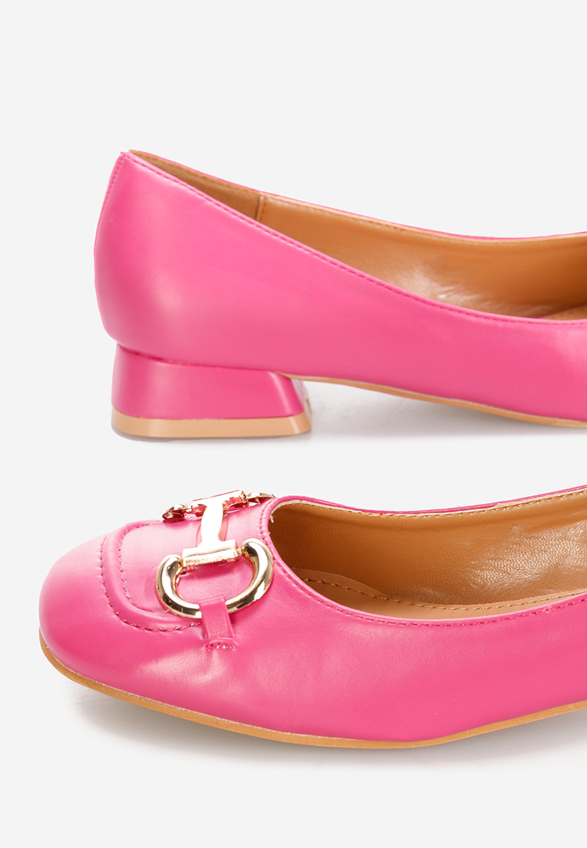 Fuksjowe czółenka na niskim obcasie Escana