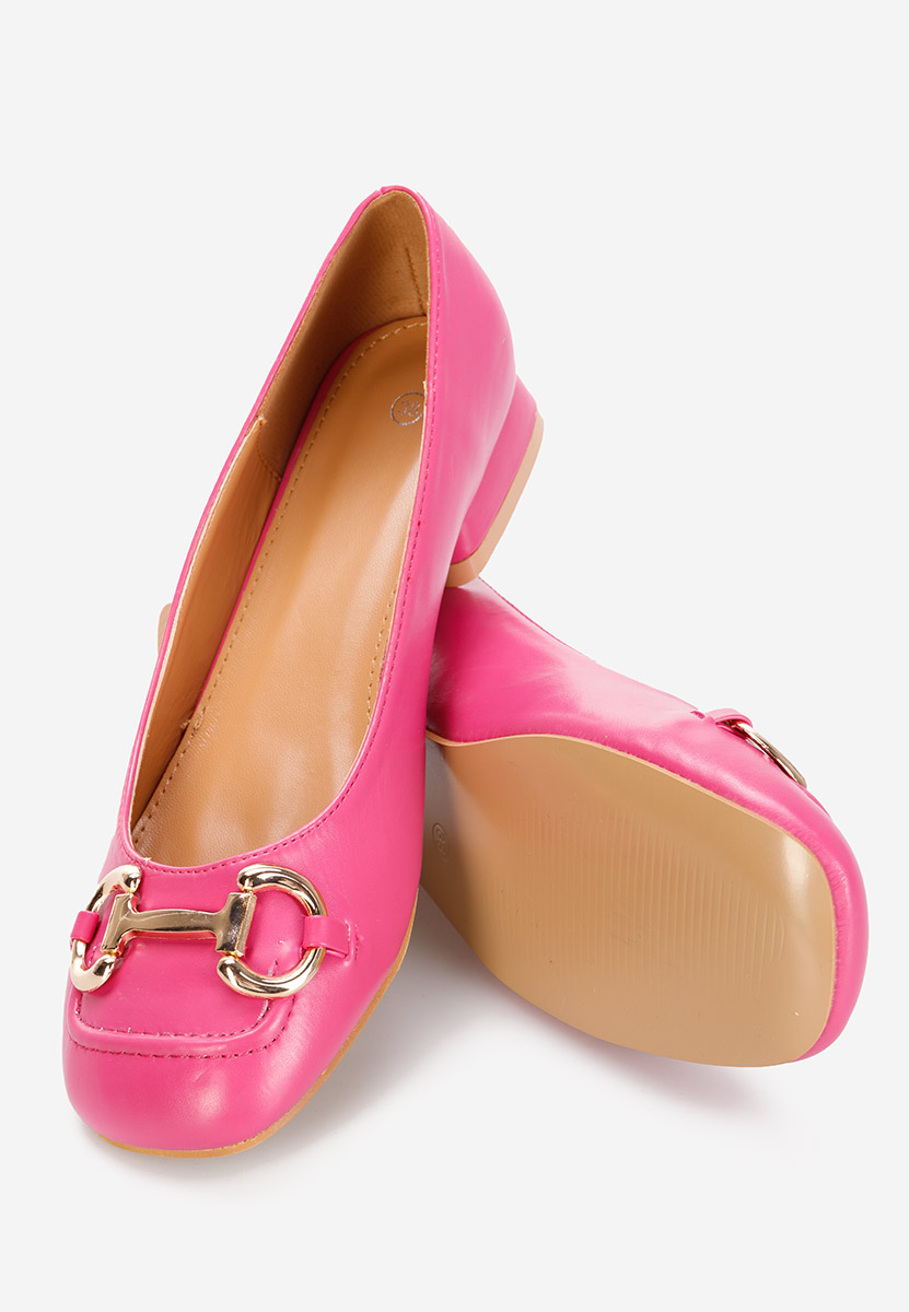 Fuksjowe czółenka na niskim obcasie Escana