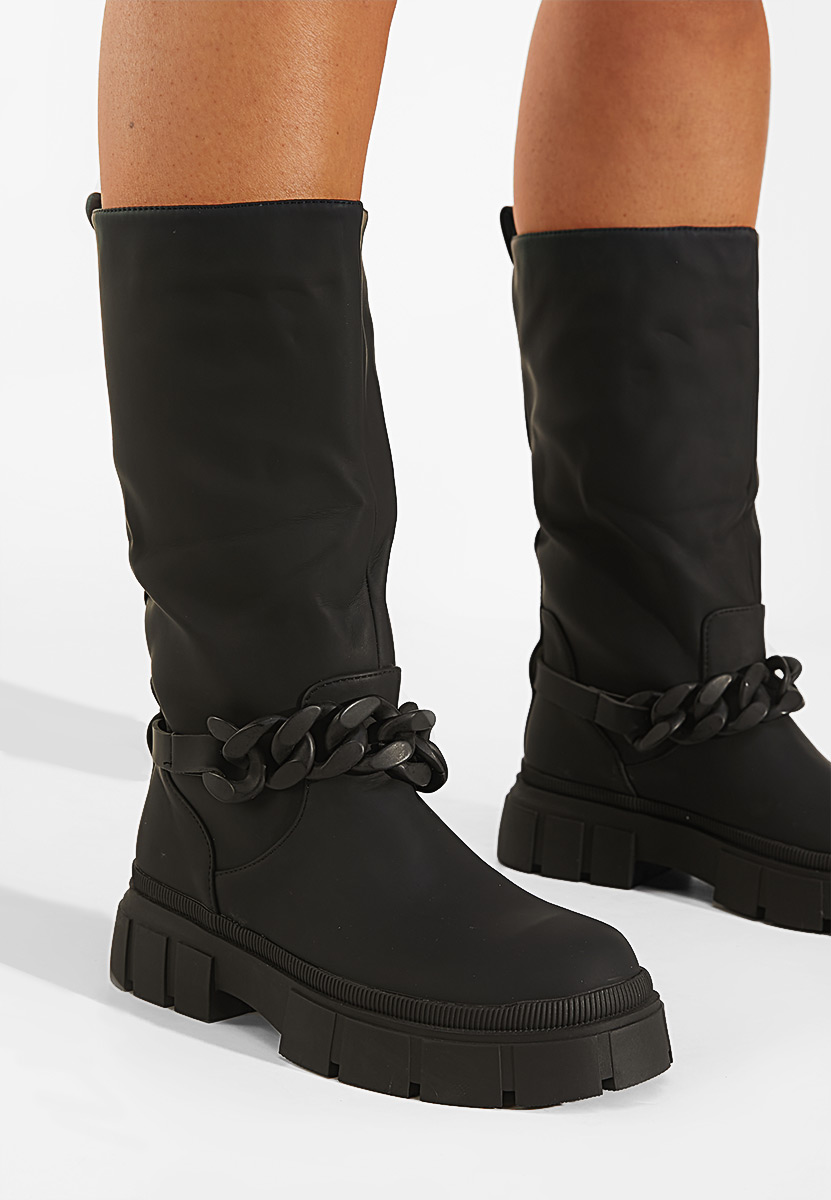 Czarne kozaki damskie Mikka