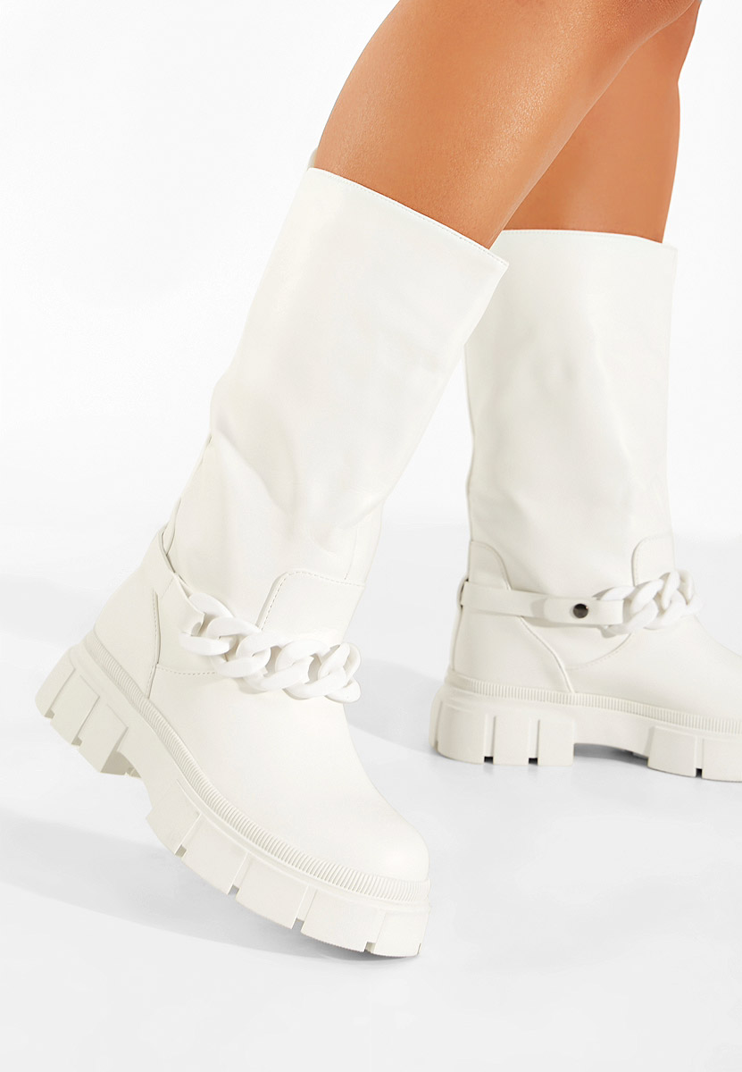 Białe kozaki damskie Mikka