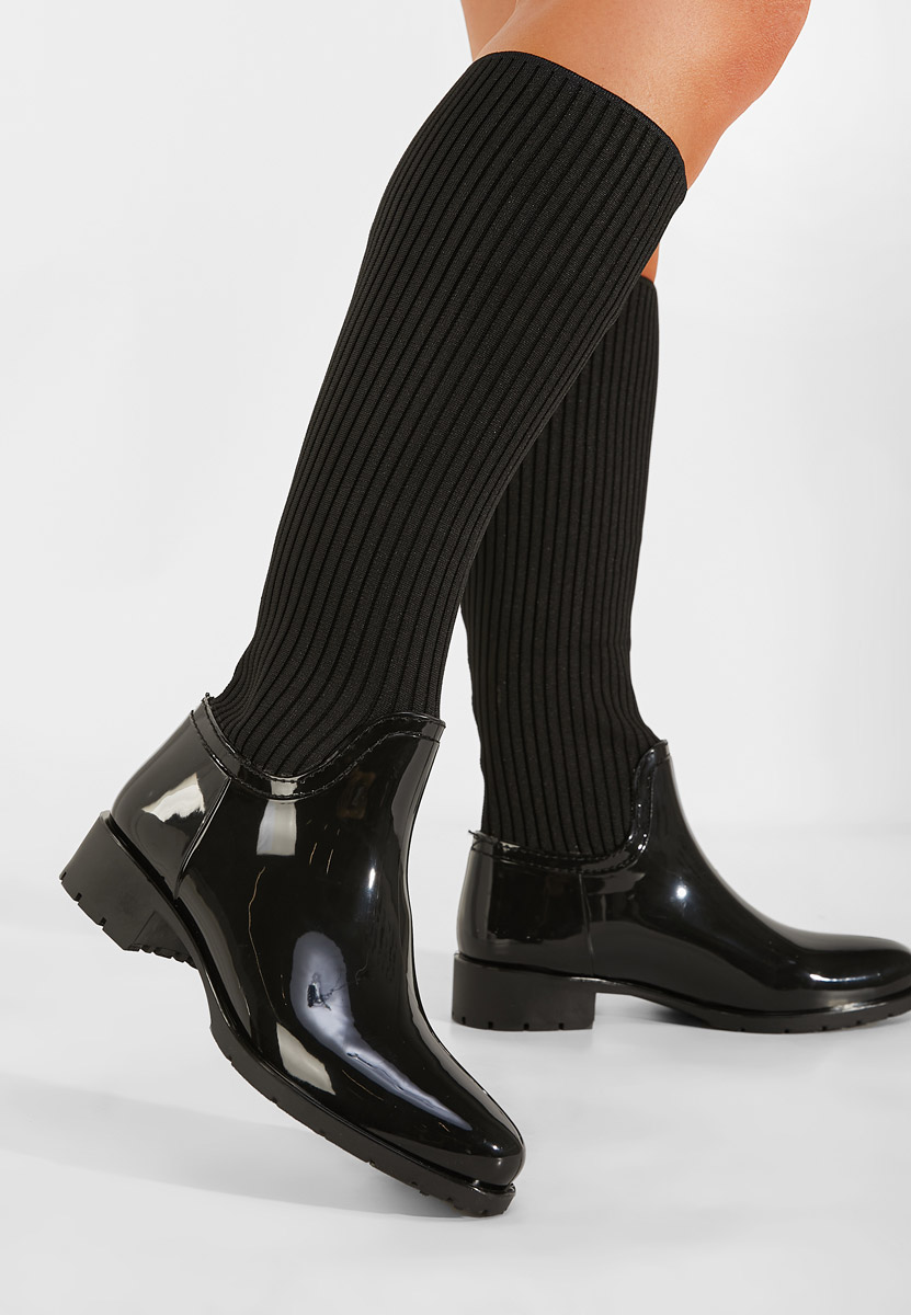 Czarne kozaki z elastyczną cholewką Filebra