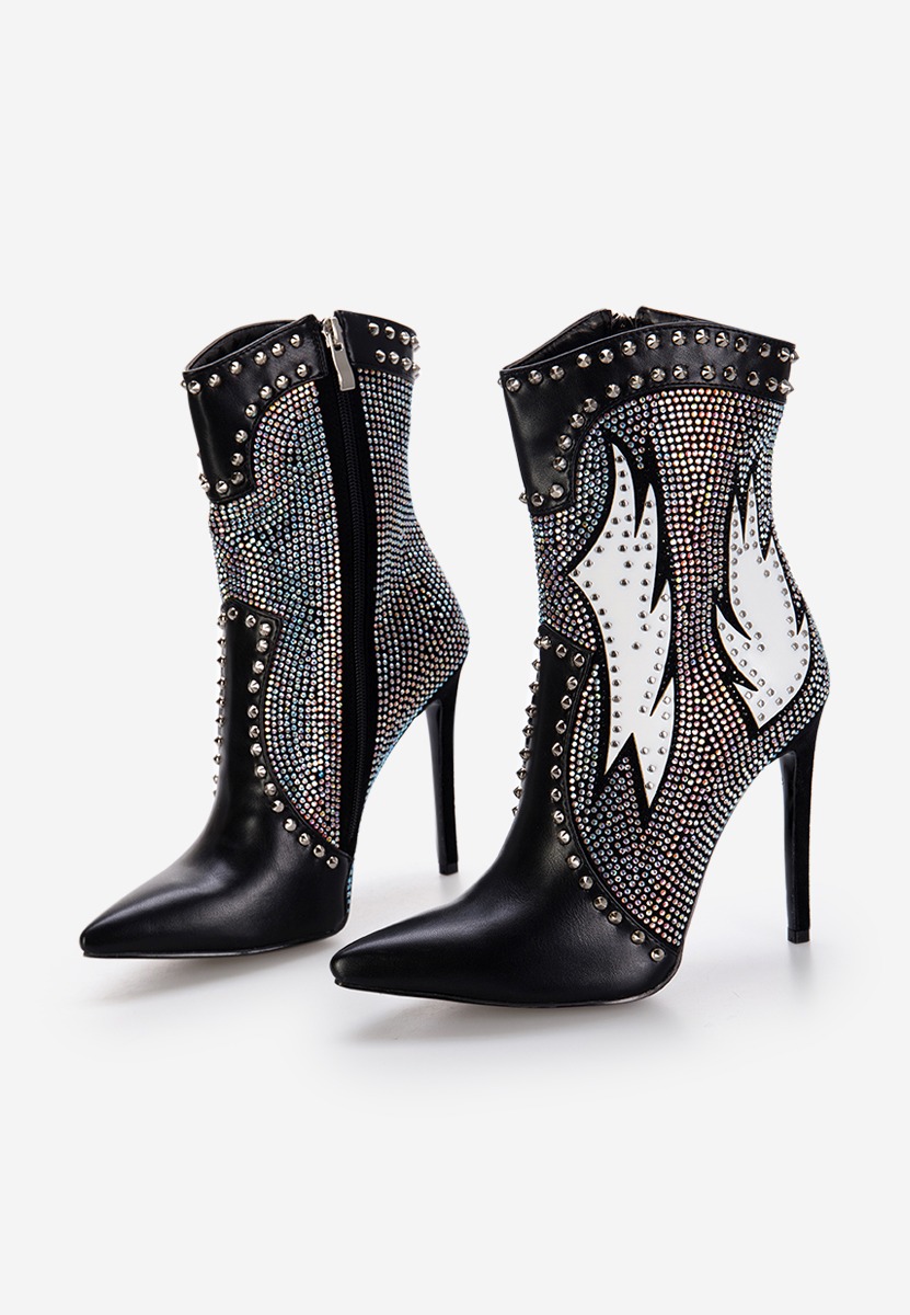 Czarne botki na obcasie Ternisa