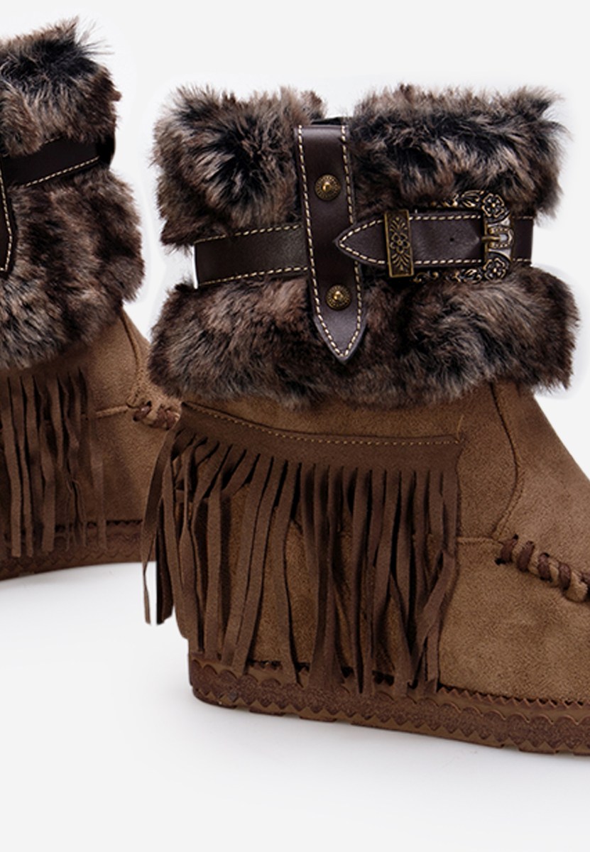 Brązowe kozaki na koturnie Pavia Brązowe kozaki na koturnie Pavia