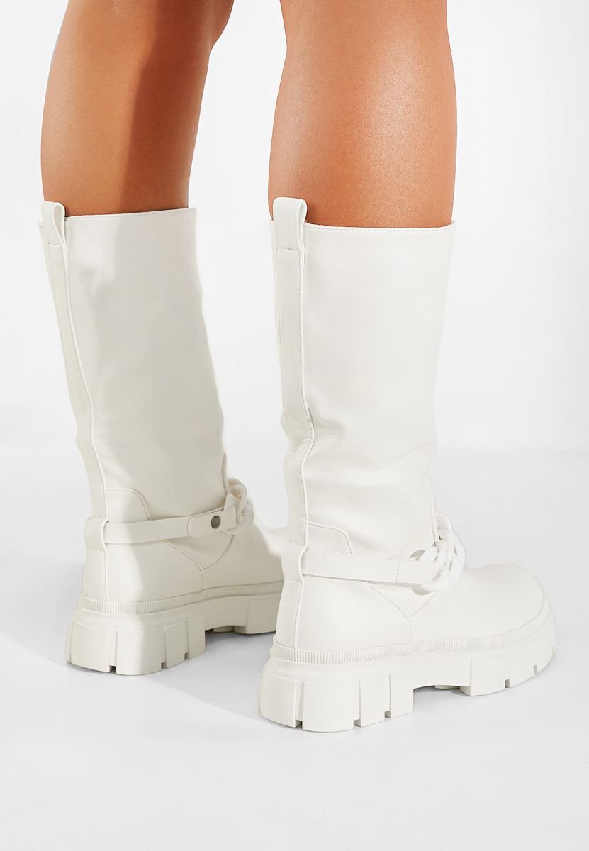 Białe kozaki damskie Mikka