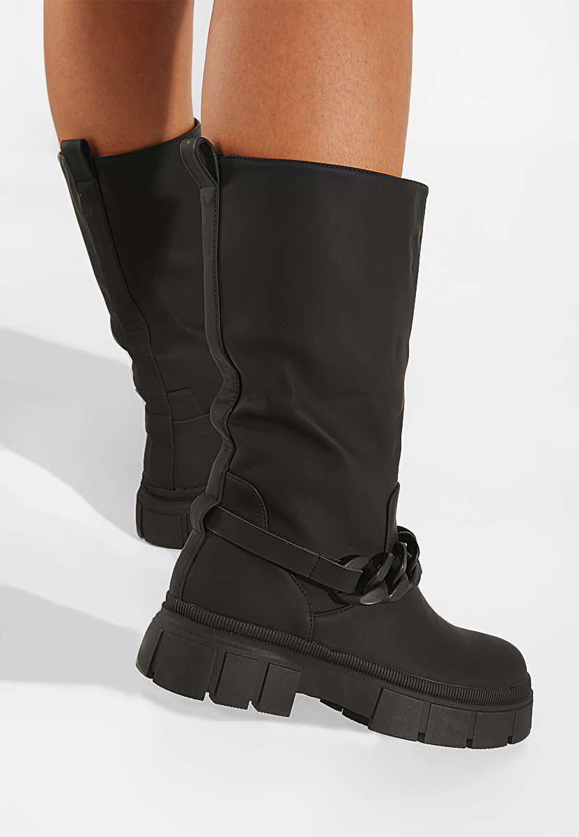 Czarne kozaki damskie Mikka