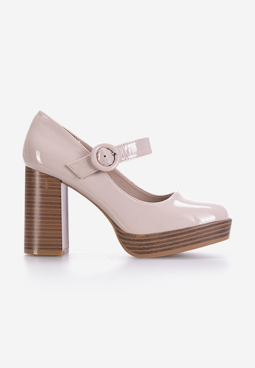 Beżowe czółenka na słupku Gabia