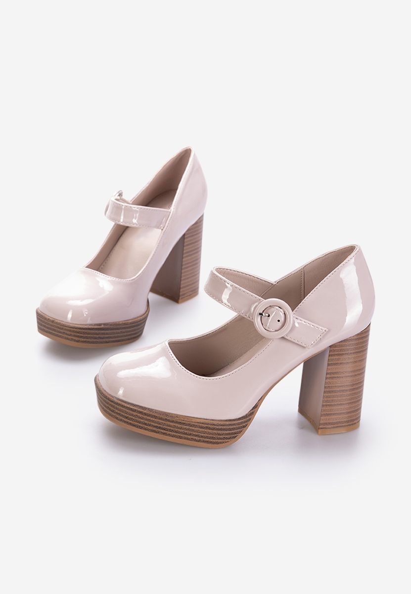 Beżowe czółenka na słupku Gabia