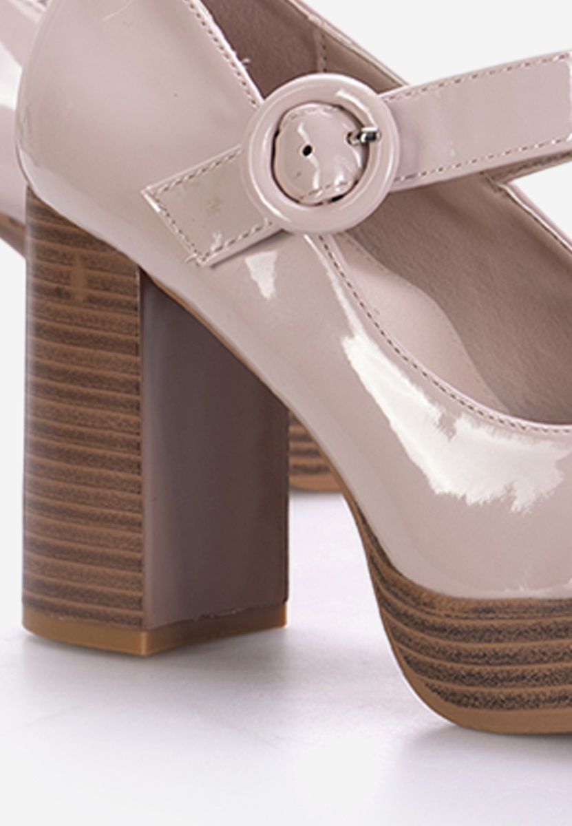 Beżowe czółenka na słupku Gabia