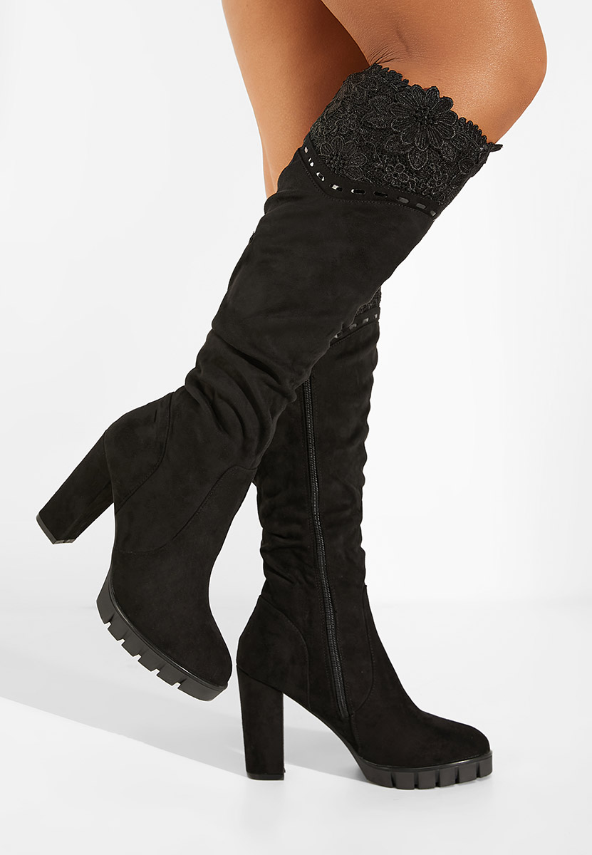 Czarne kozaki do kolan Vienne