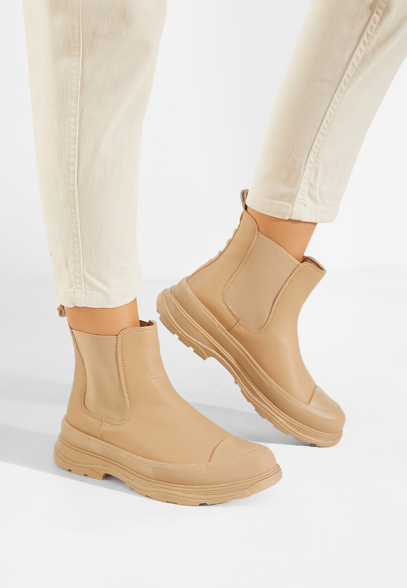 Khaki botki płaskie Malgosia