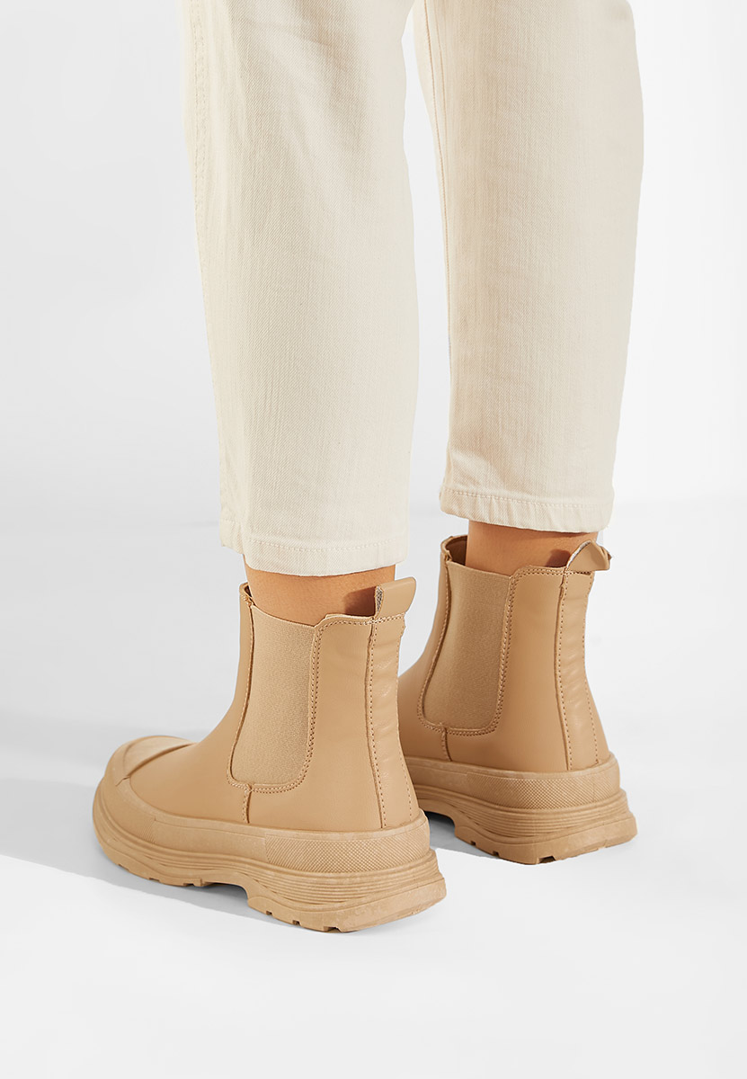 Khaki botki płaskie Malgosia