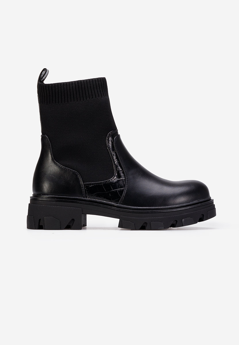 Czarne botki płaskie Quinteria