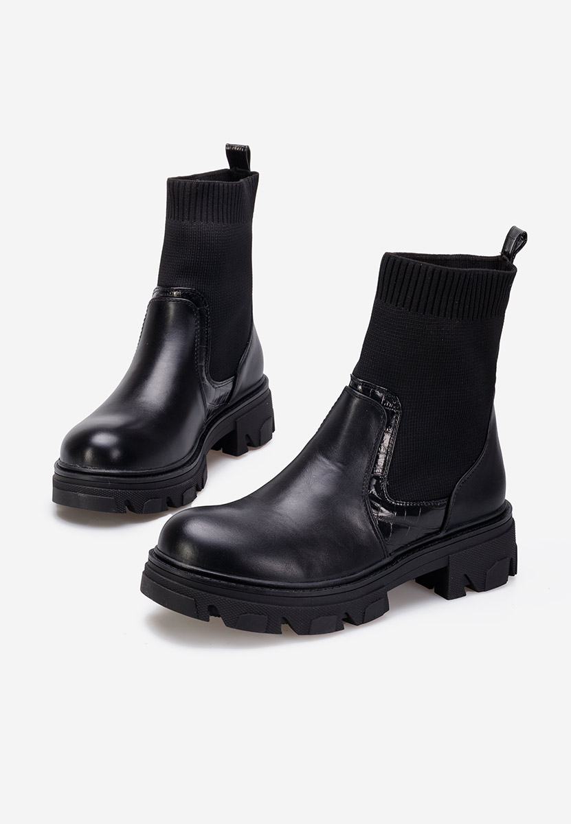 Czarne botki płaskie Quinteria