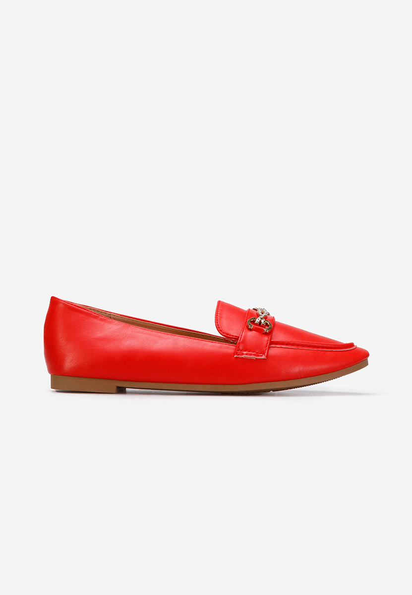 Czerwone eleganckie mokasyny damskie Acuna