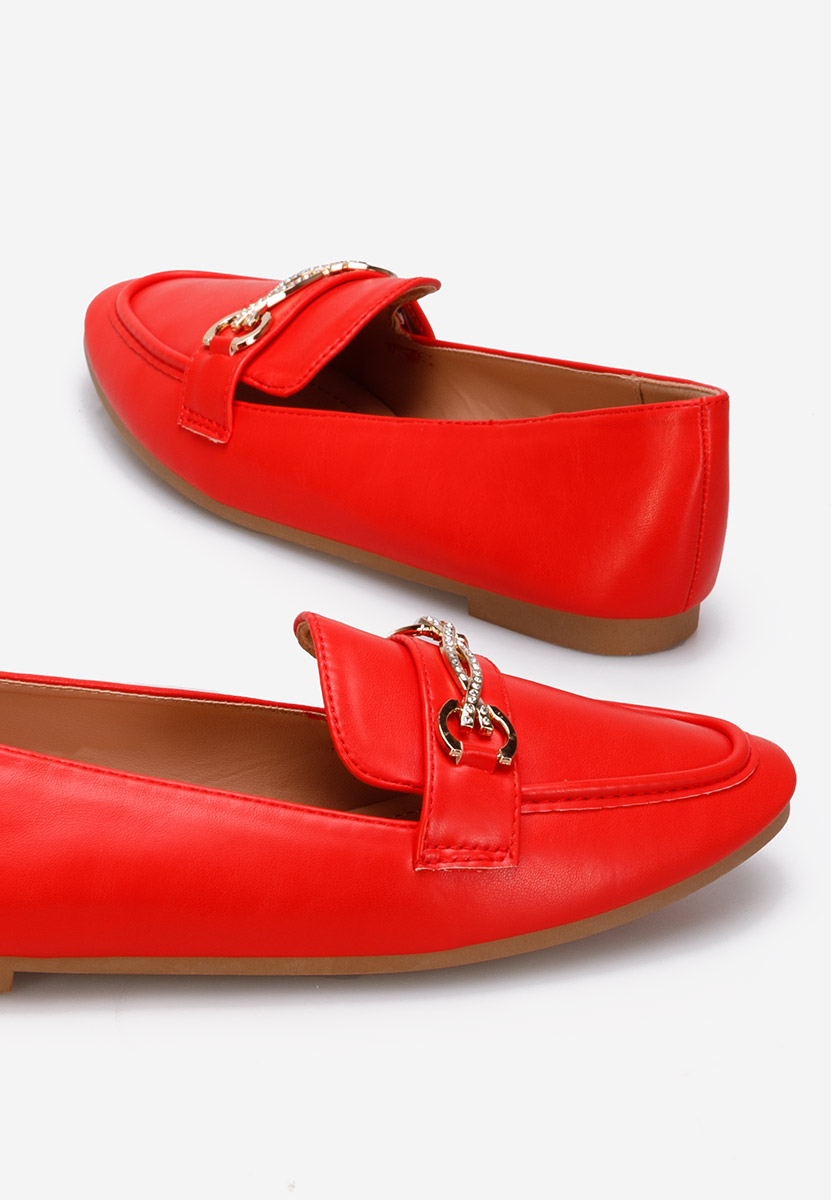 Czerwone eleganckie mokasyny damskie Acuna