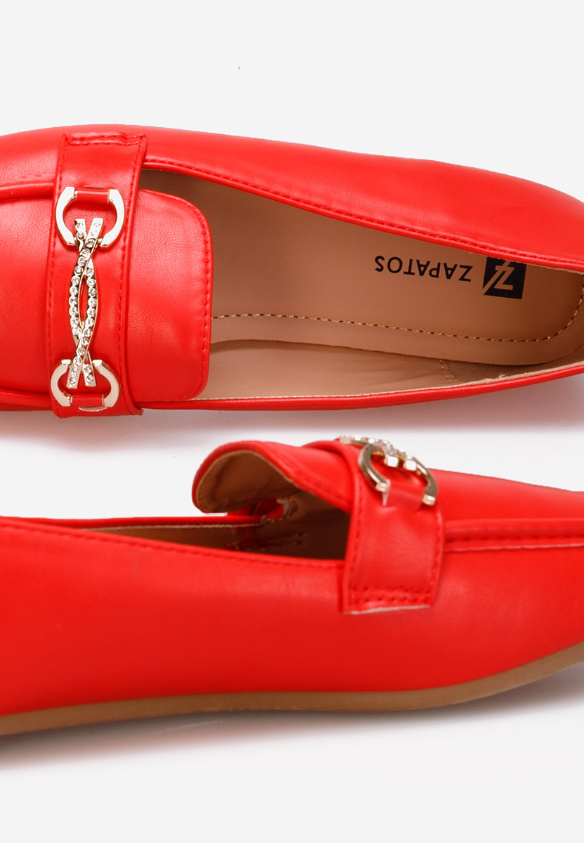 Czerwone eleganckie mokasyny damskie Acuna