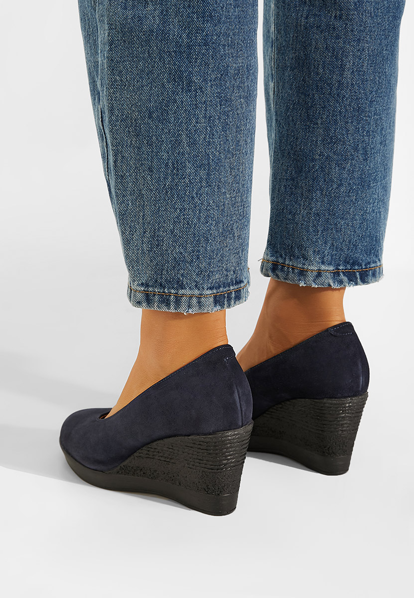 Granatowe czółenka na koturnie Zolia V2