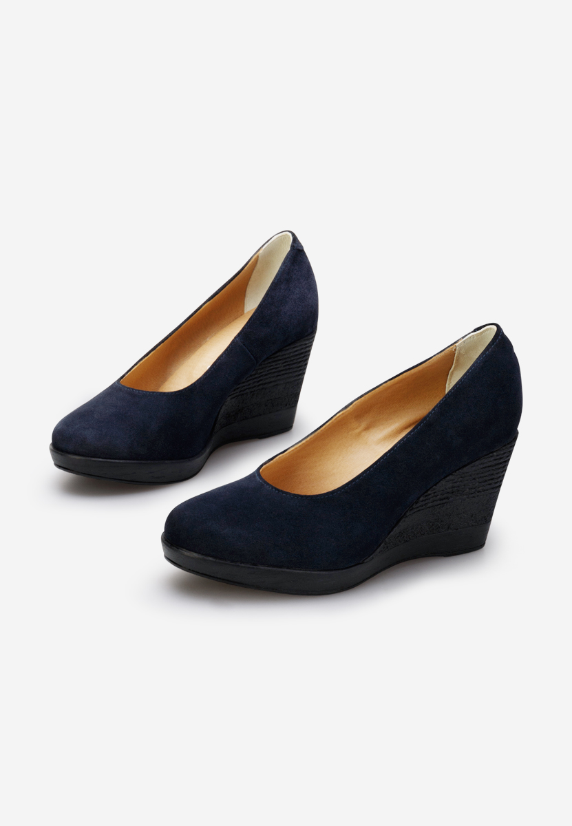 Granatowe czółenka na koturnie Zolia V2