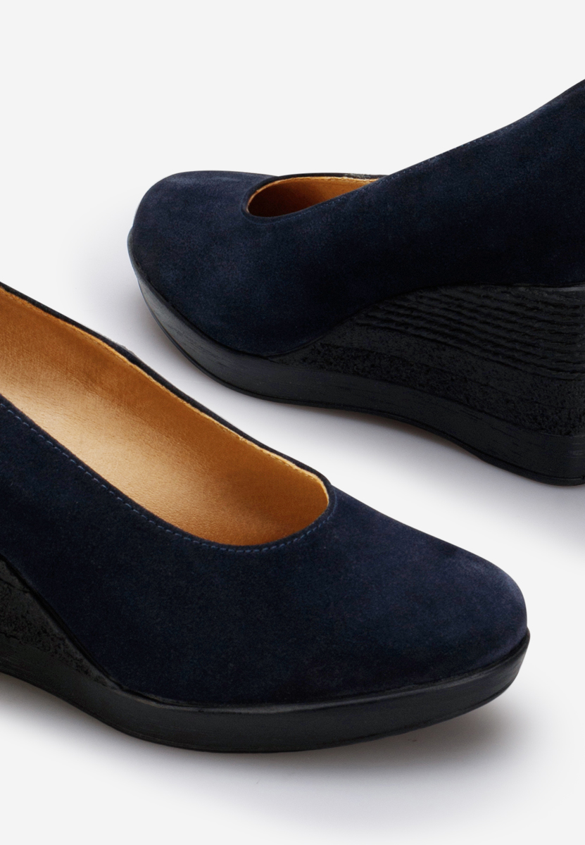 Granatowe czółenka na koturnie Zolia V2