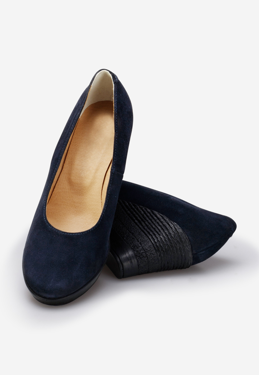 Granatowe czółenka na koturnie Zolia V2