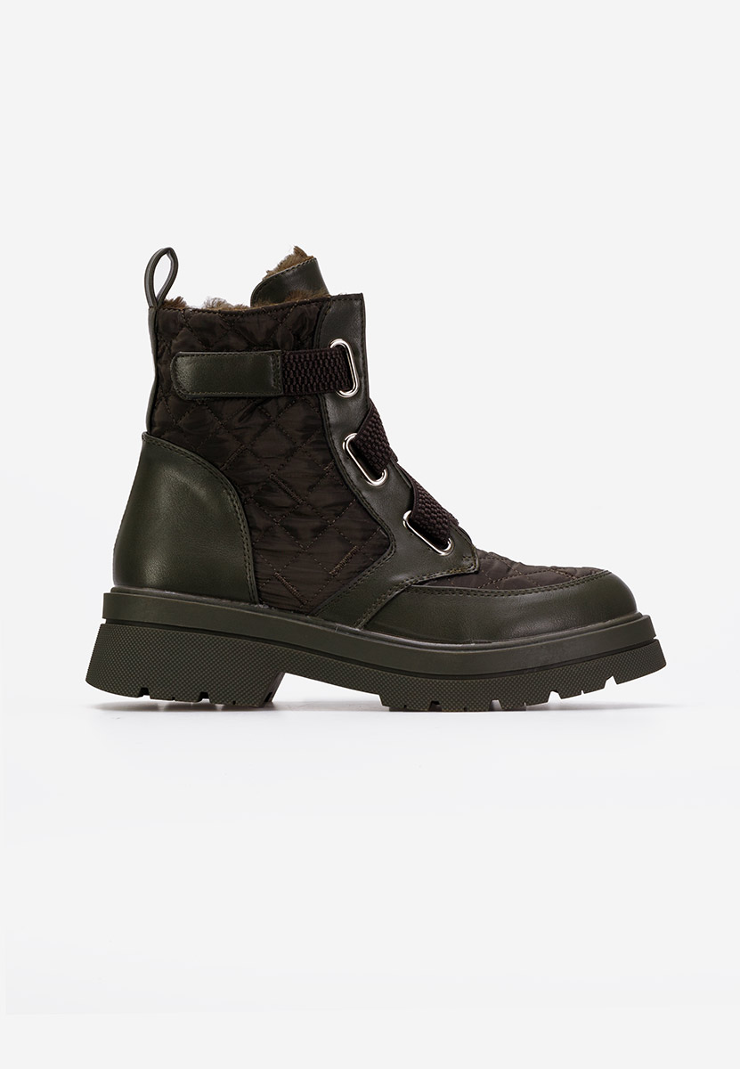 Zielone botki damskie ocieplane Restesa