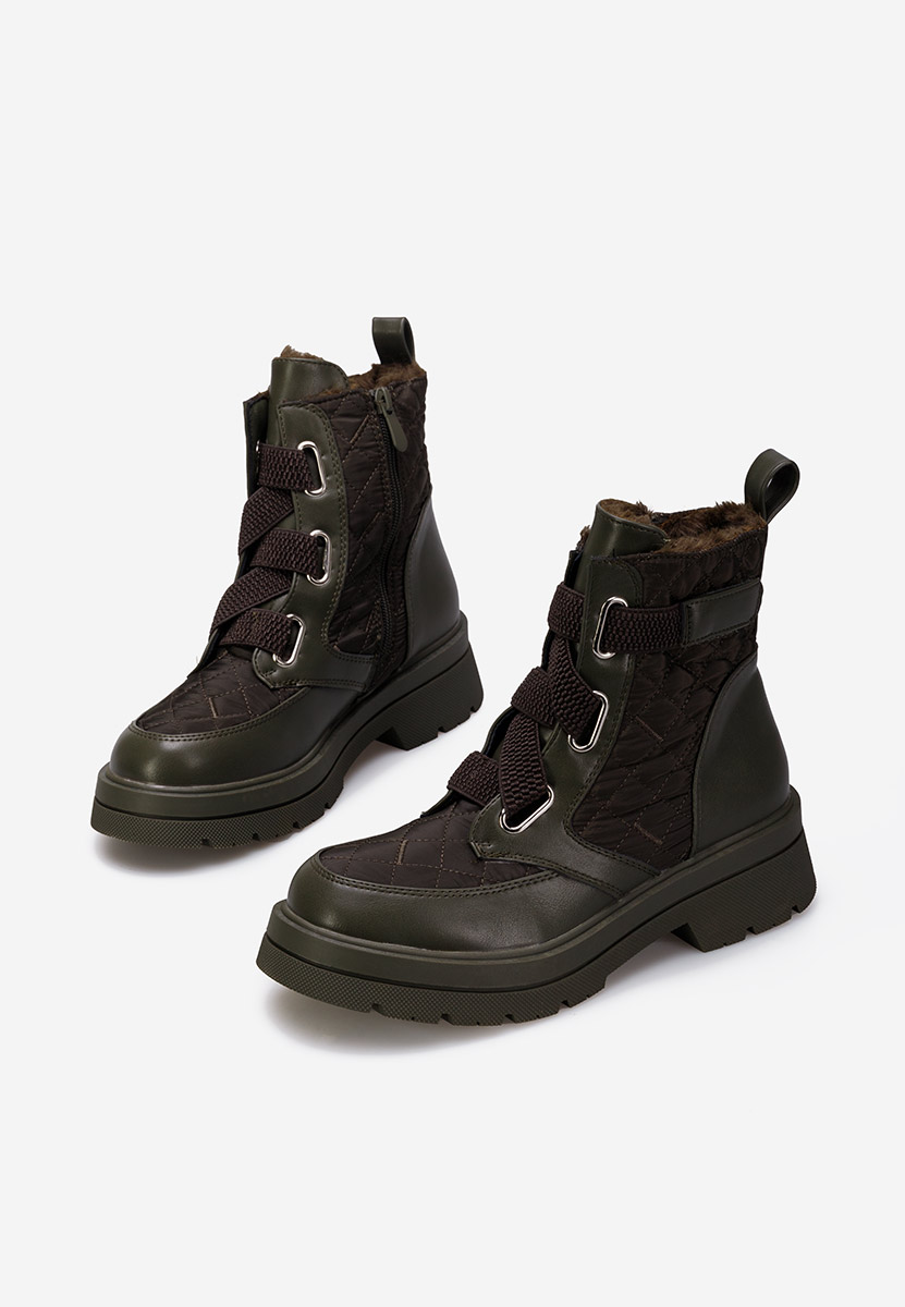 Zielone botki damskie ocieplane Restesa