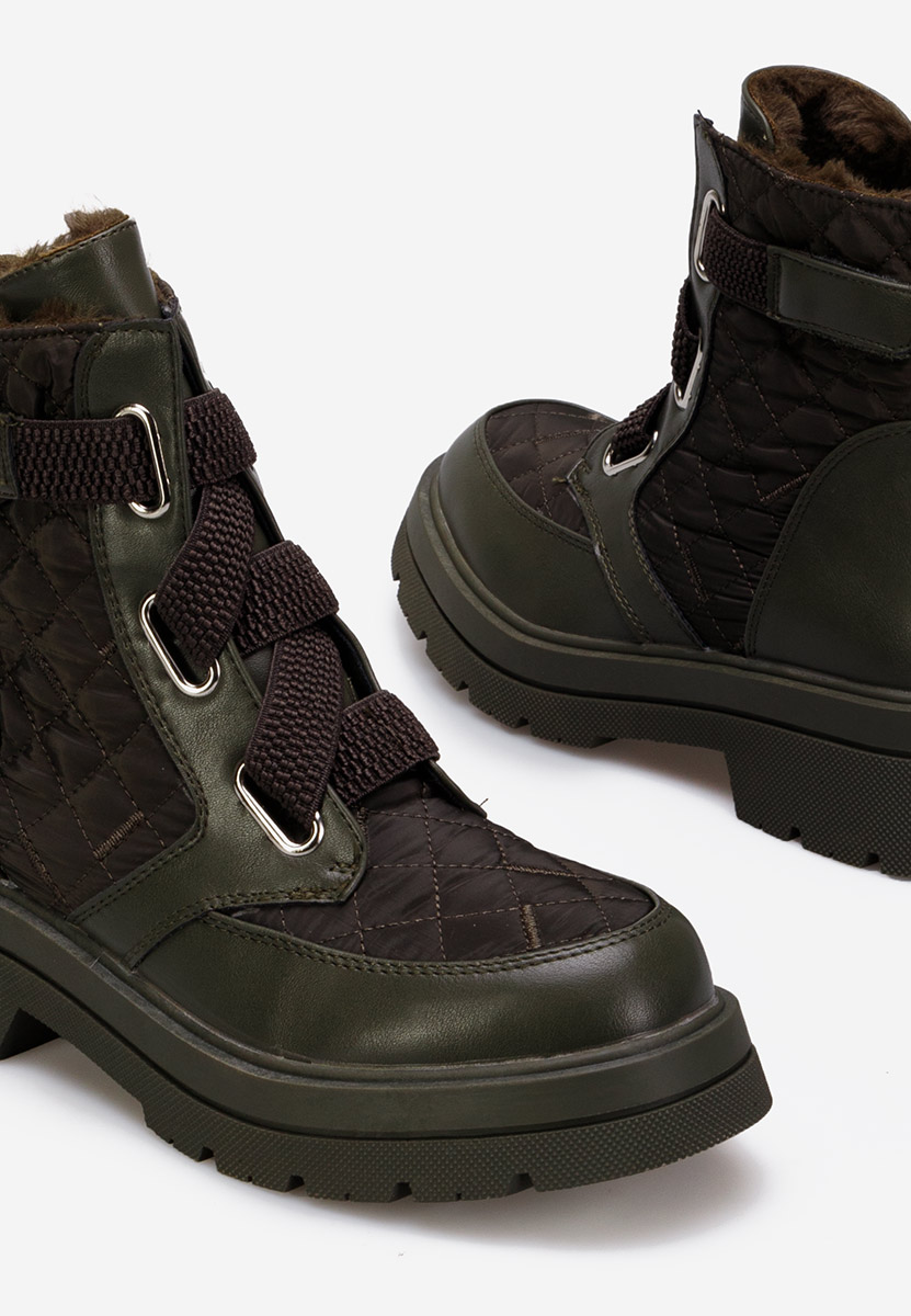 Zielone botki damskie ocieplane Restesa