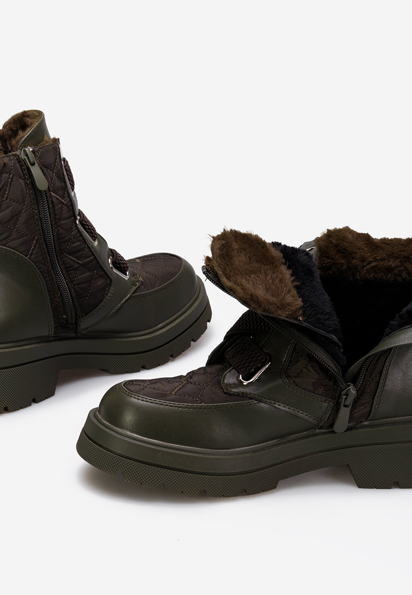 Zielone botki damskie ocieplane Restesa