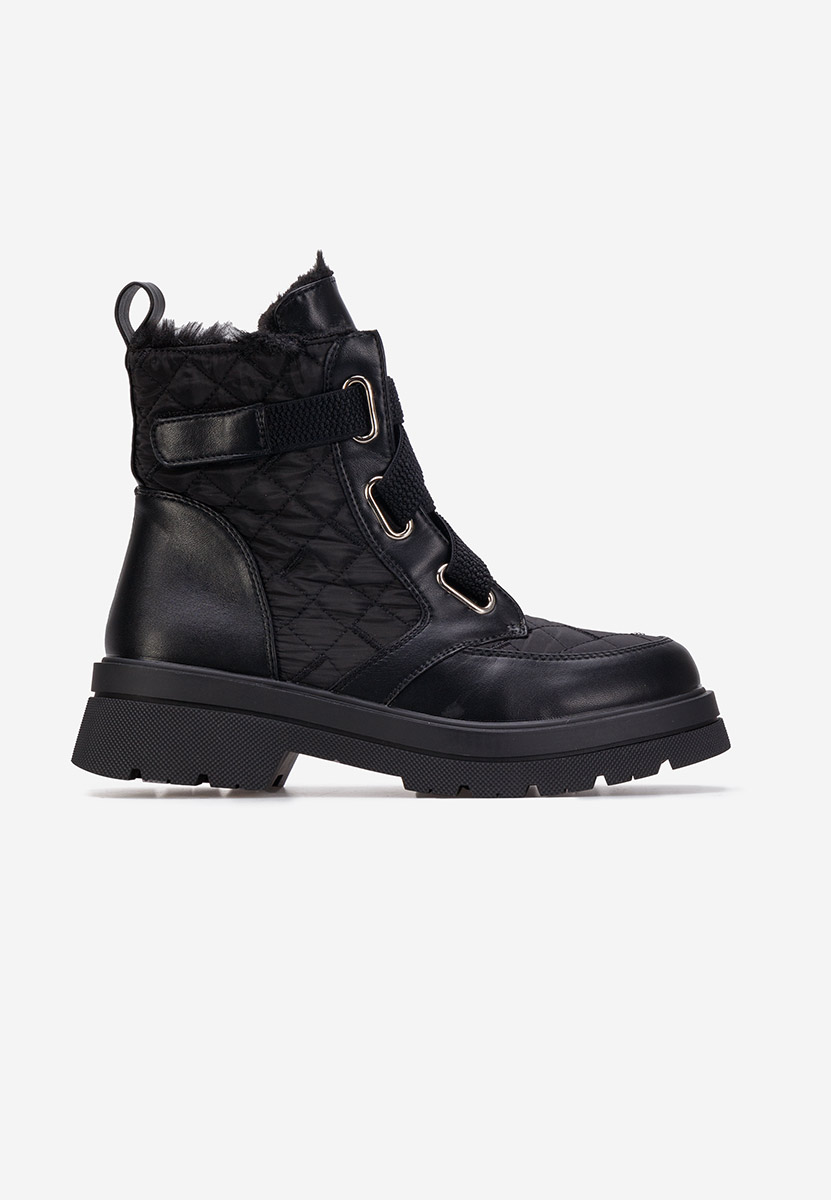 Czarne botki damskie ocieplane Restesa