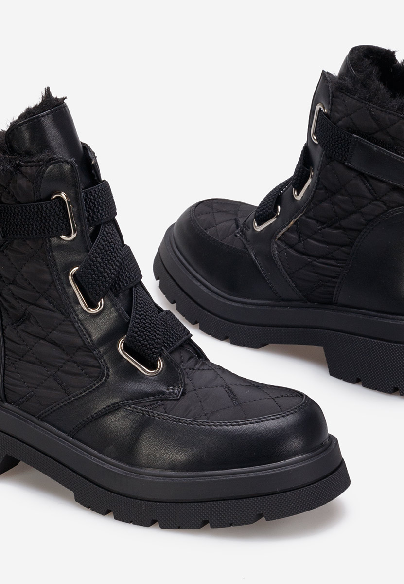 Czarne botki damskie ocieplane Restesa