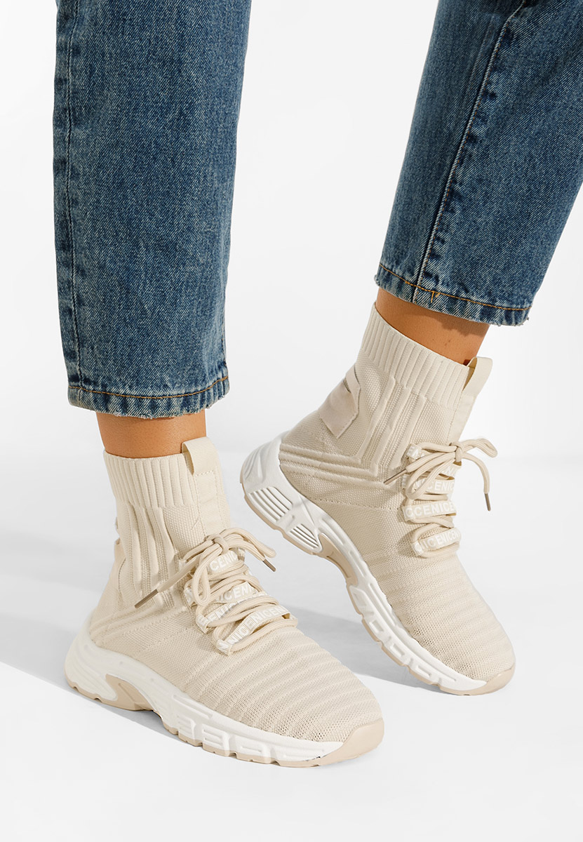 Beżowe sneakersy wysokie Ronda