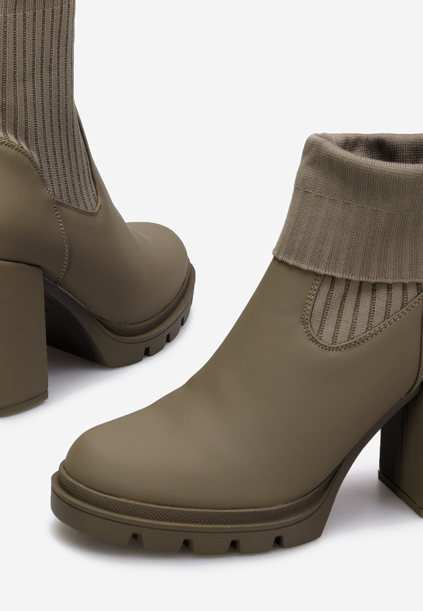Khaki botki na słupku Lorianna