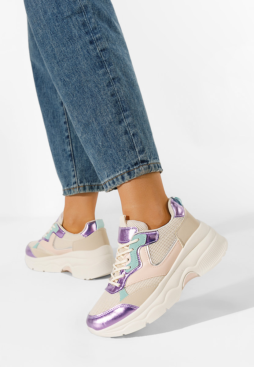 Beżowe sneakersy damskie Elesia