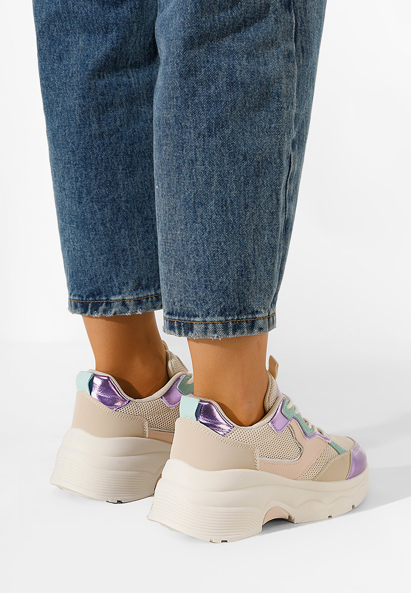 Beżowe sneakersy damskie Elesia