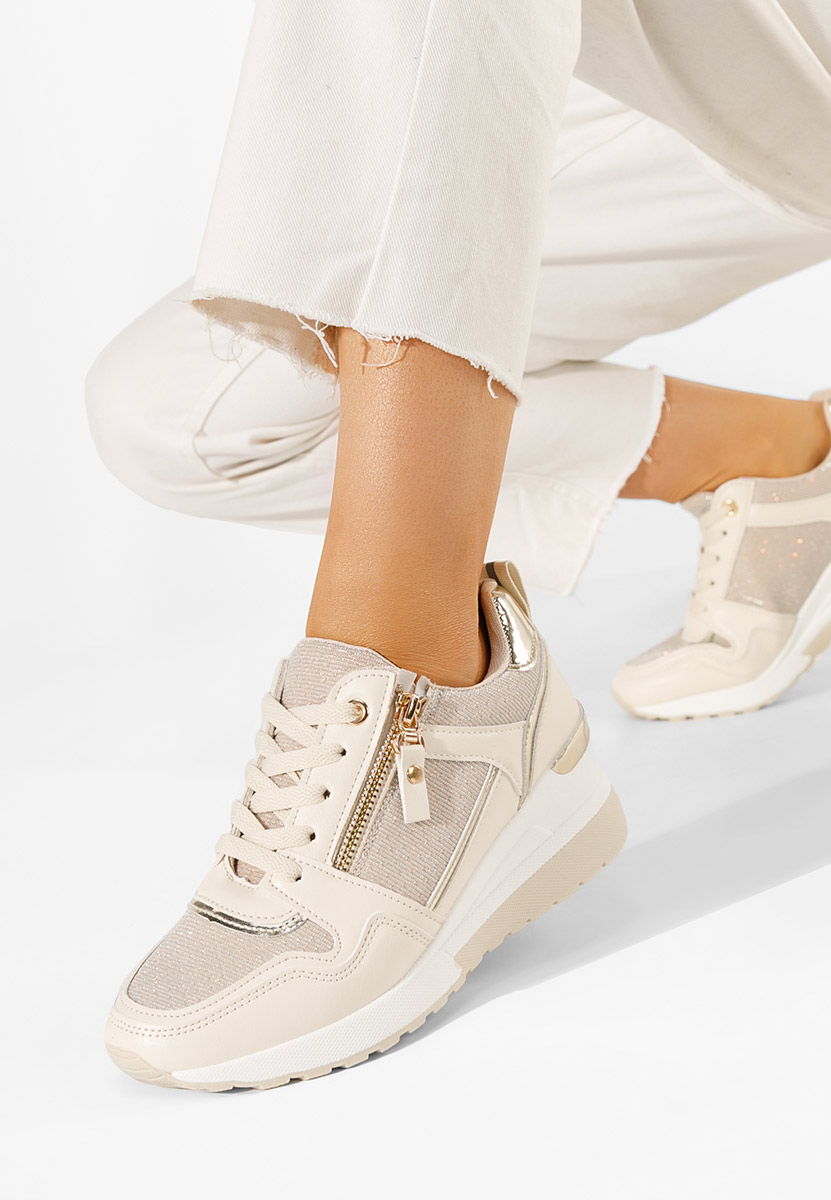Beżowe sneakersy na koturnie Rafina V2