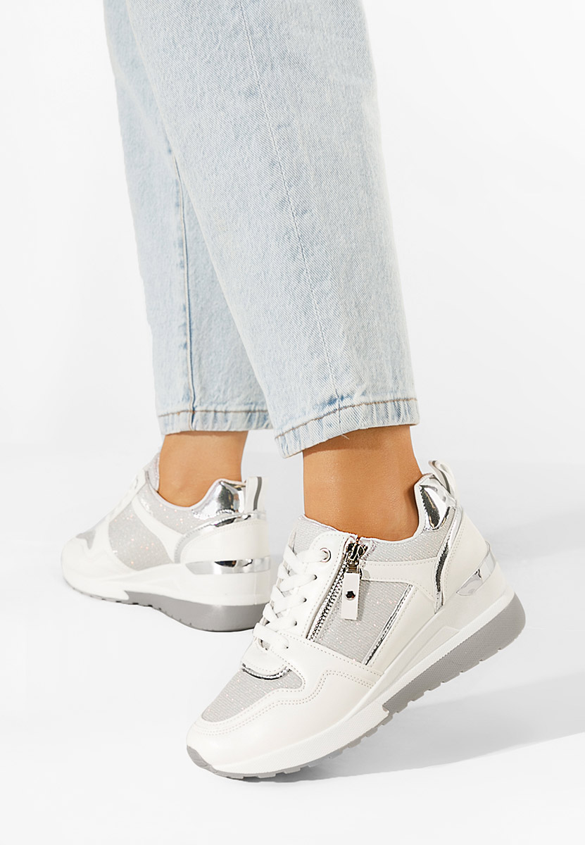 Białe sneakersy na koturnie Rafina V2