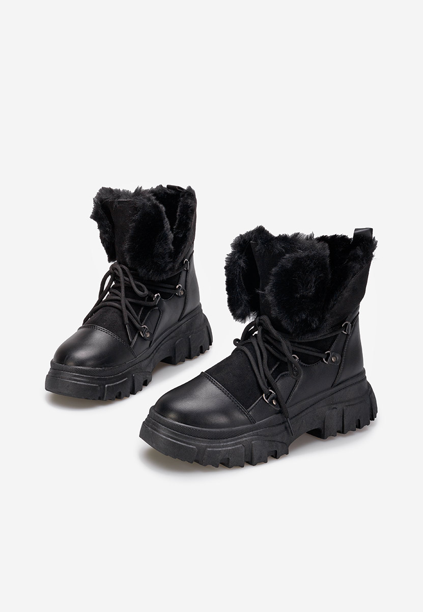 Czarne botki damskie ocieplane Fralesia